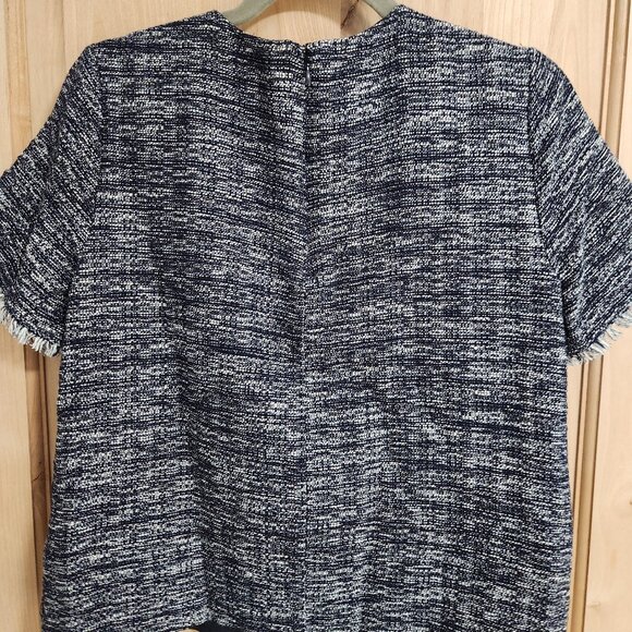J Crew Tweed Navy White Top Shirt Small - Picture 5 of 5